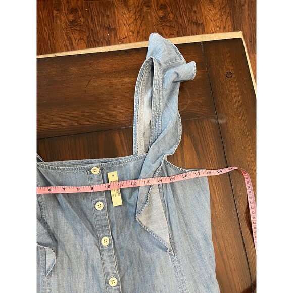 NWT MADEWELL Chambray Princess Seamed Midi Dress Button Front Ruffle Sleeve 14P - Picture 6 of 9